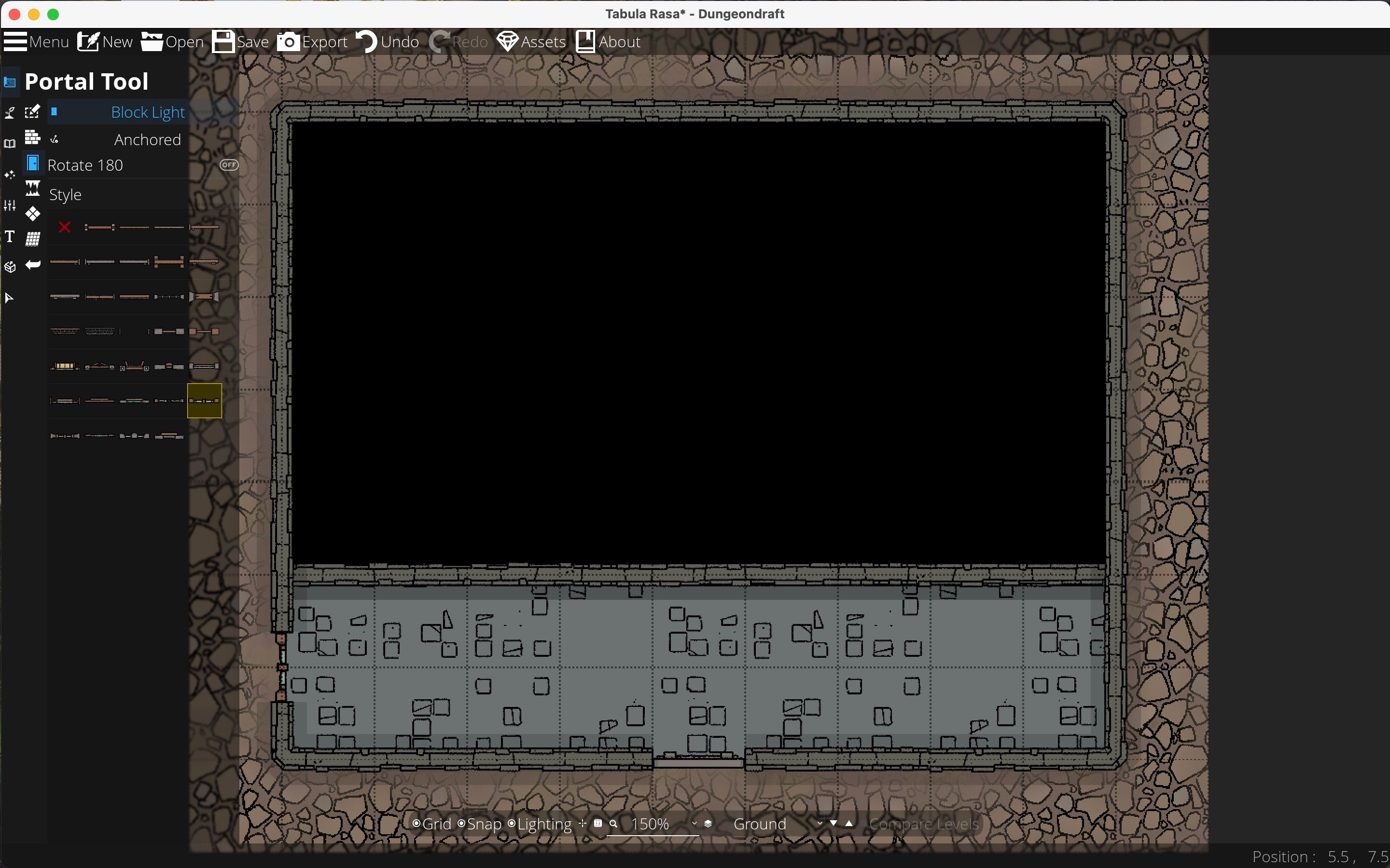 Windows and door placement on the ground floor in Dungeondraft