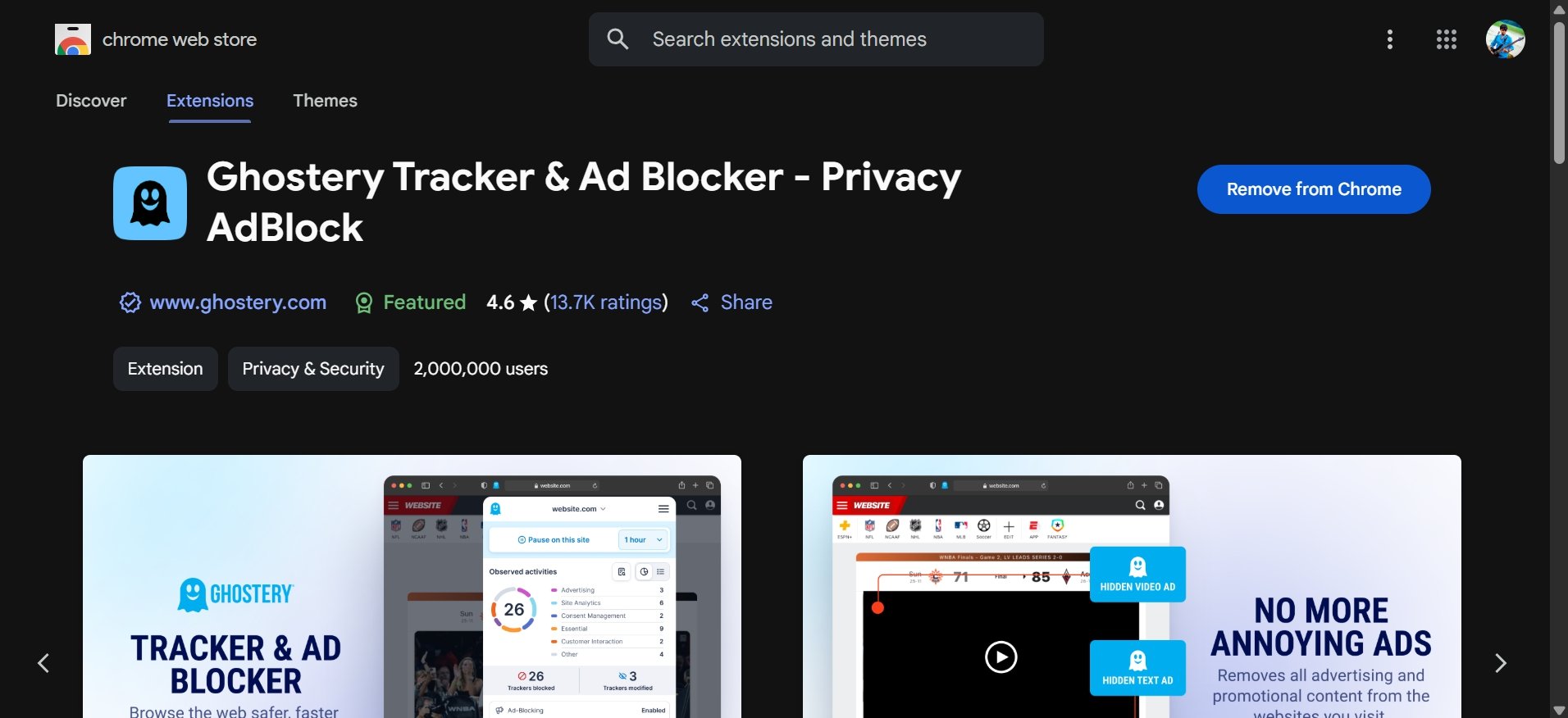 Скачать Ghostery для Chrome