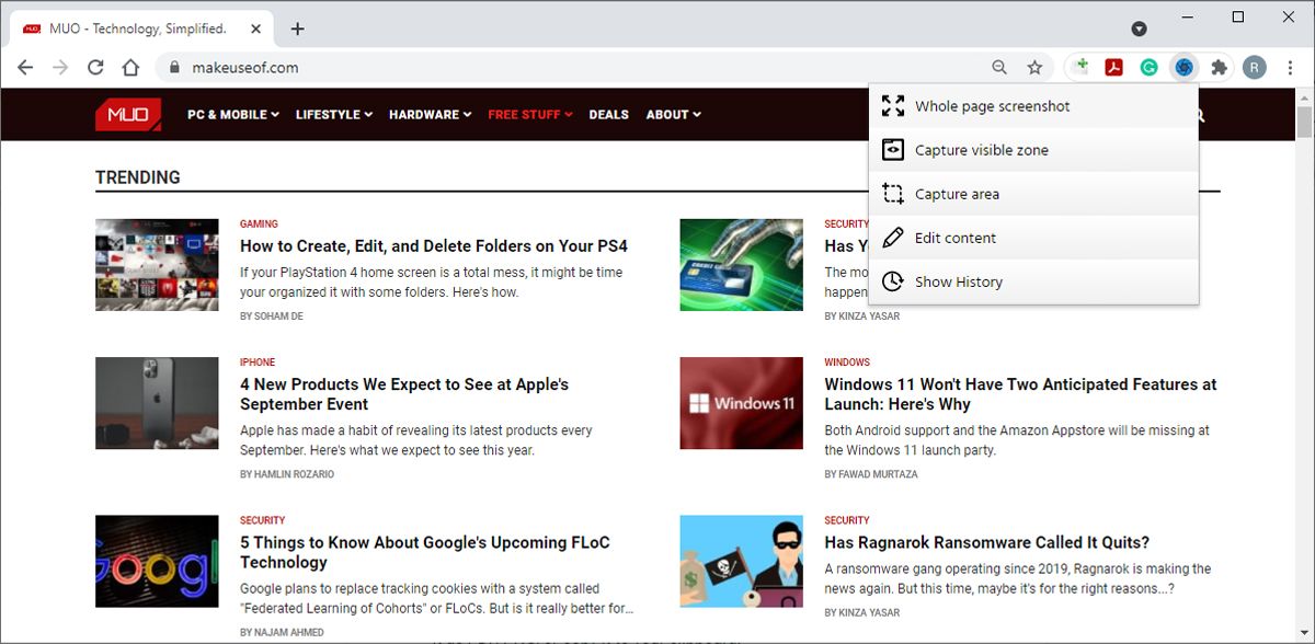 Скриншот всей страницы в Chrome и Firefox