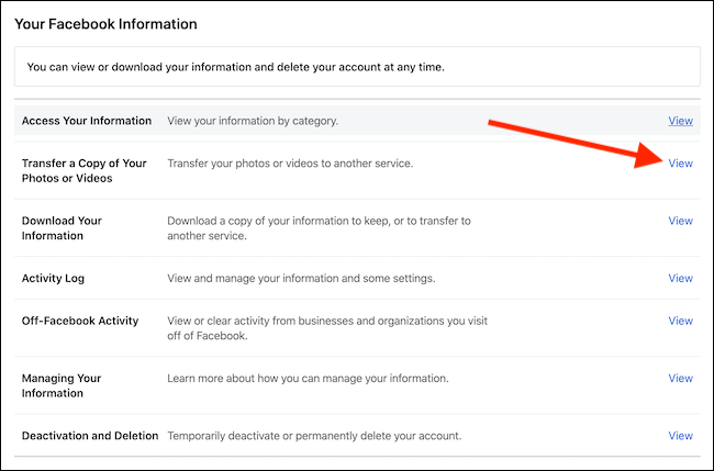 Нажмите «Просмотреть» рядом с опцией переноса копии фотографий или видео