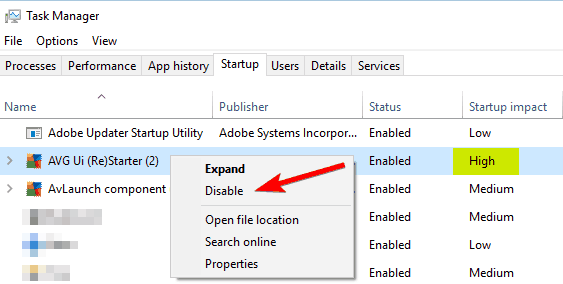 Вкладка автозагрузки в Диспетчере задач