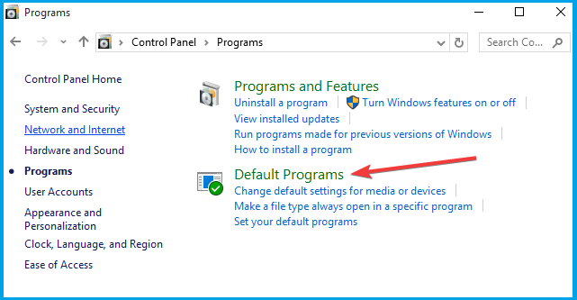 Скриншот: Программы по умолчанию