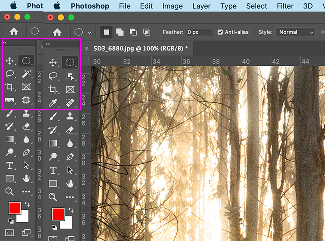 Инструменты на панели вернулись к настройкам по умолчанию
