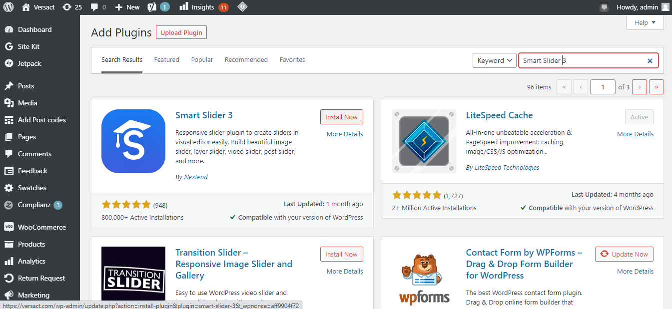 Поиск плагина в каталоге WordPress