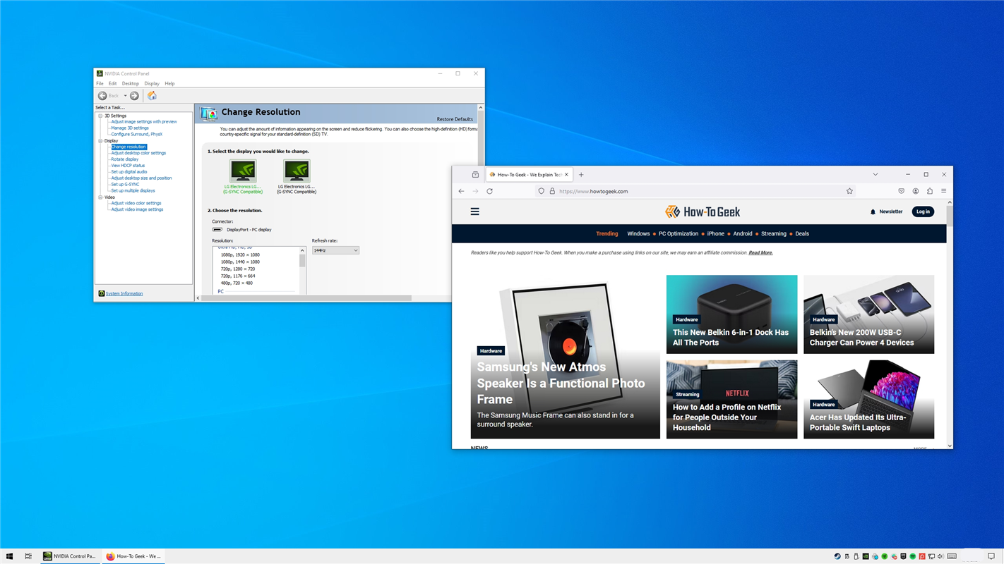Восстановленные окна приложения на рабочем столе.
