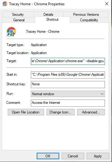 Chromeショートカットのターゲット欄を示すスクリーンショット
