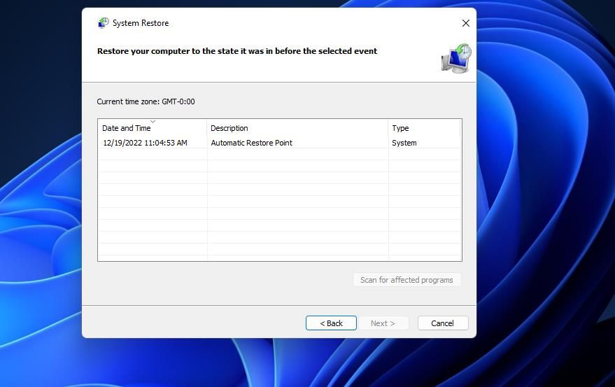 Инструмент System Restore