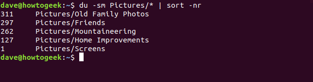 Сортировка папок по размеру с помощью du -sm и sort -nr