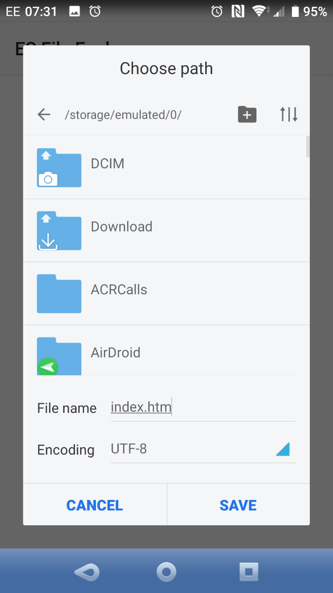 Save the index.html file to your phone