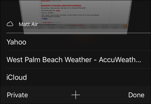 Вкладки с Mac в Safari на iPhone