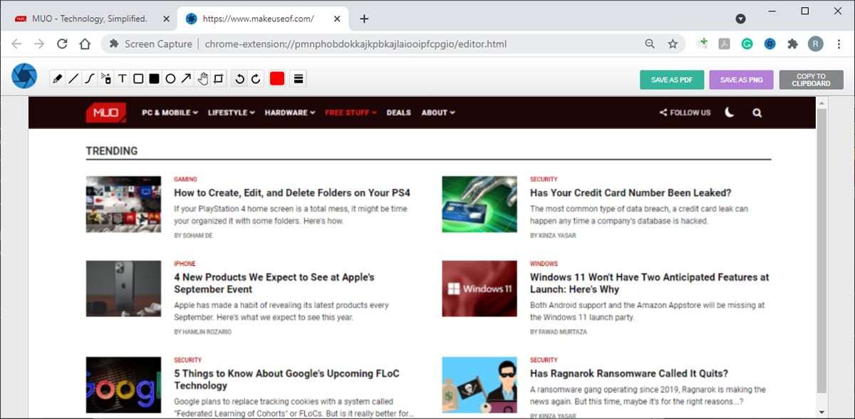Редактор скриншота в ScreenCapture с возможностью добавления стрелок и текста