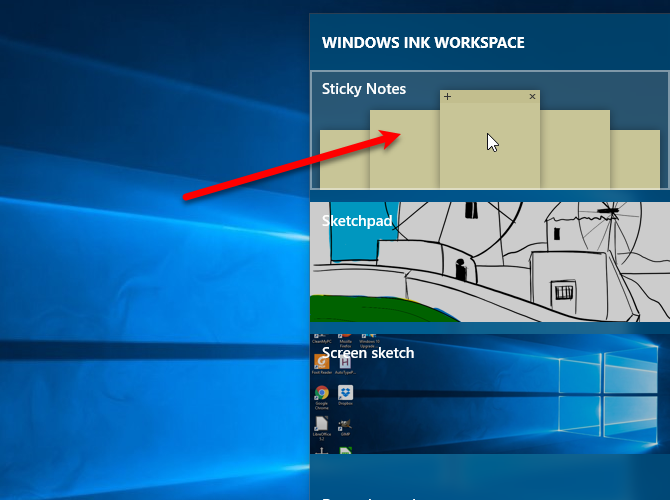 windows ink sticky notes