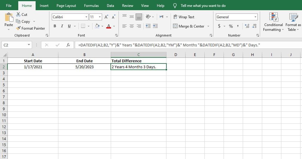 Комбинирование нескольких DATEDIF в одну формулу Excel