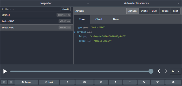 Журнал действий (actions) в Redux