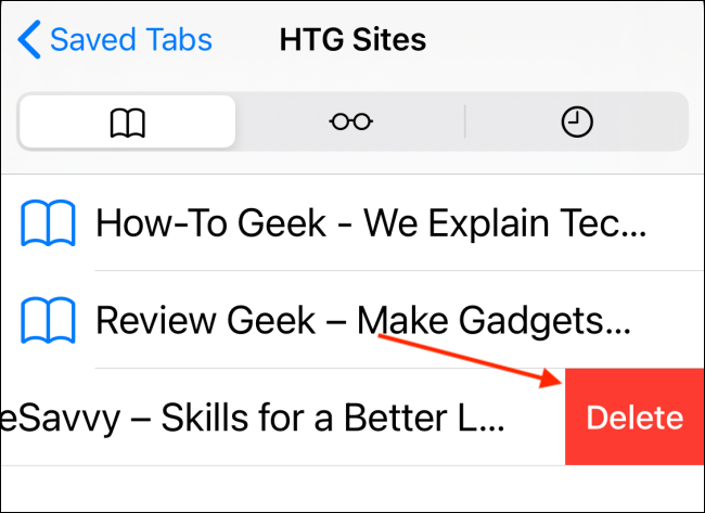 Tap Delete from Bookmarks Folder