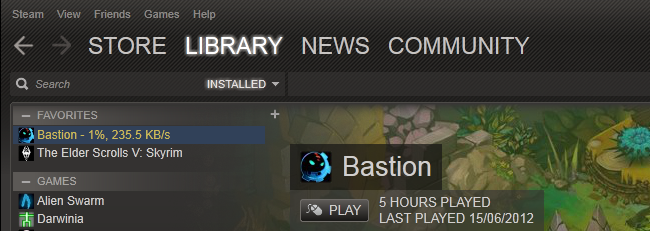Индикатор загрузки библиотеки Steam