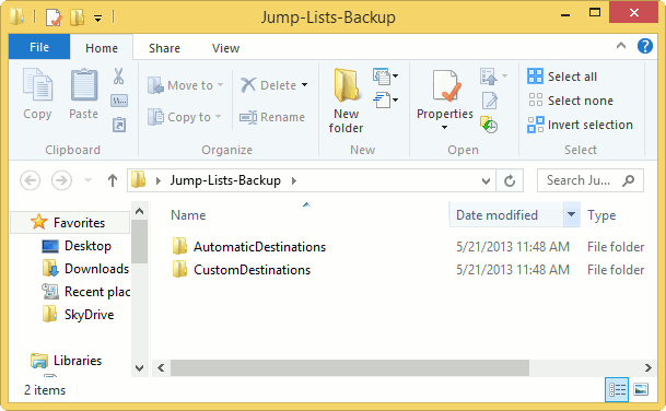 데스크톱의 Jump-Lists-Backup 폴더