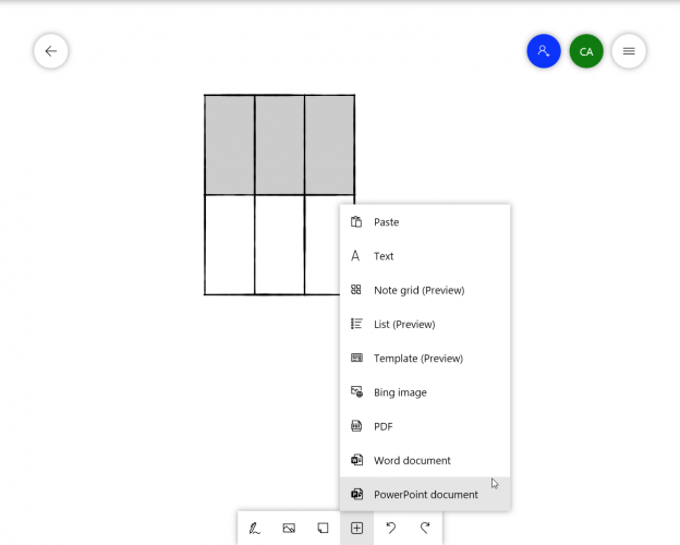 Меню добавления объектов: документы, шаблоны, поиск изображений