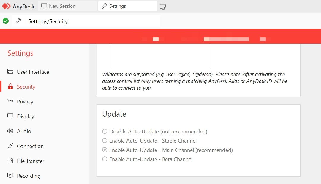 Включение автообновления в AnyDesk