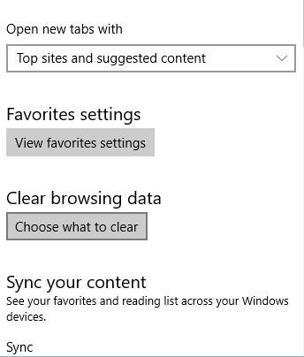 Окно очистки данных в Edge