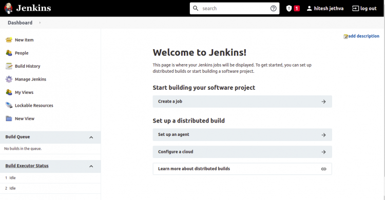 Дашборд Jenkins после установки