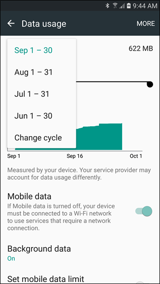 Настройка расчётного периода и лимитов в Android