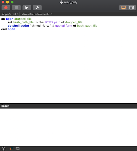 Окно редактора AppleScript