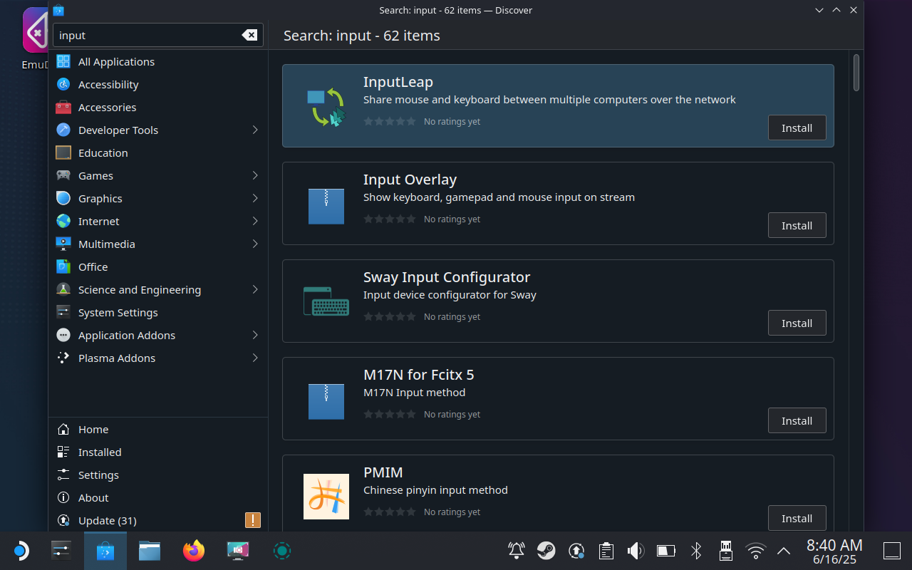 Input Leap on the SteamOS Discover store.
