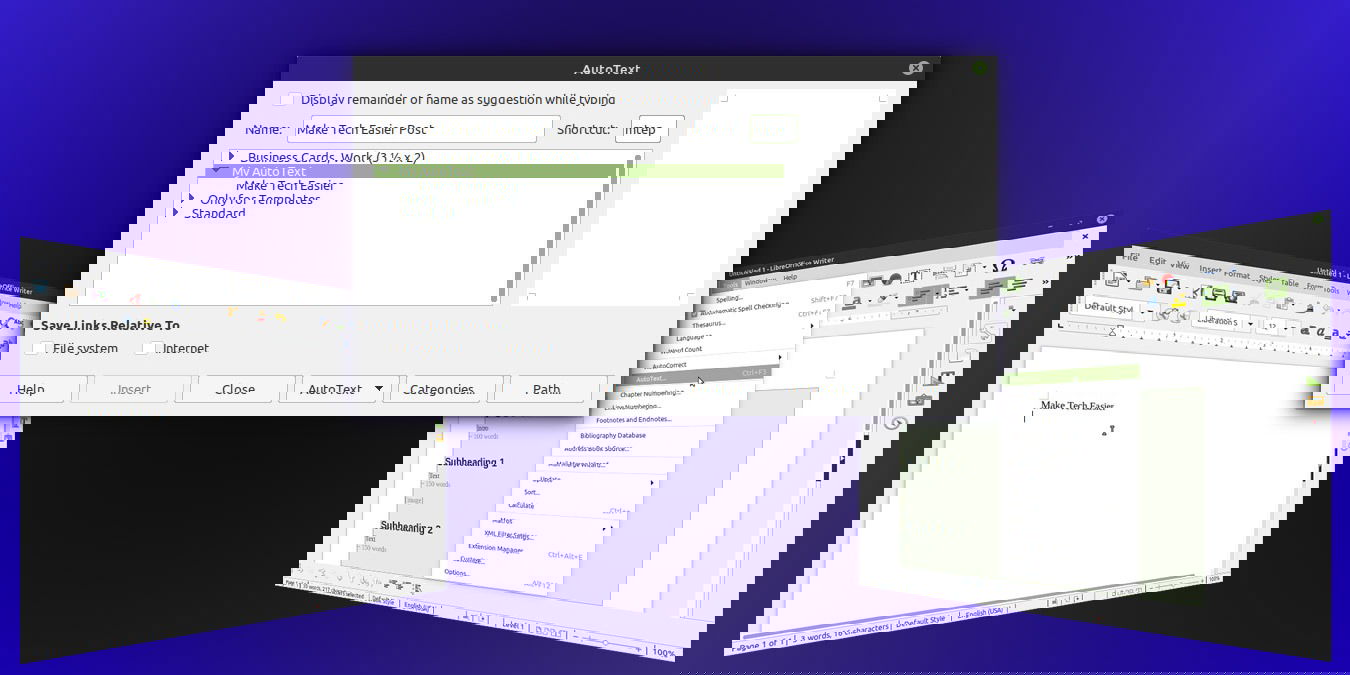 AutoText en LibreOffice Writer: atajos y plantillas
