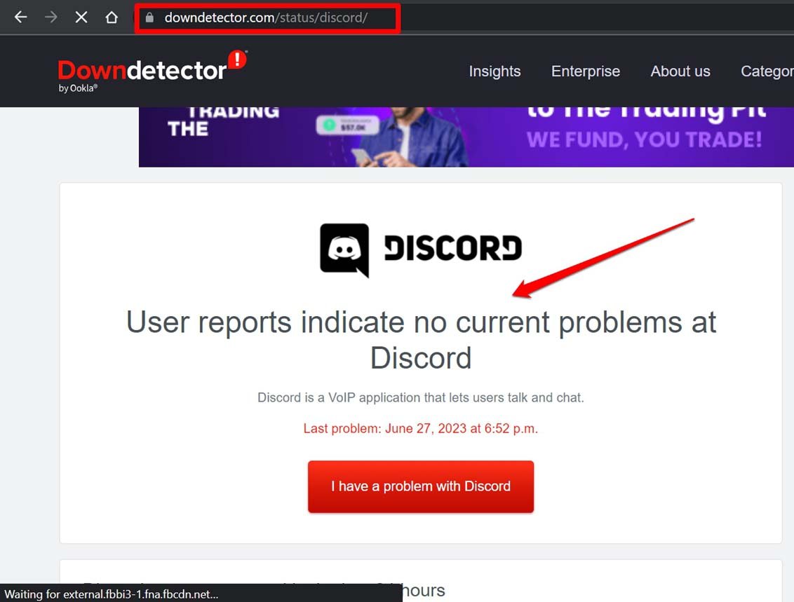 Verificar se o Discord está fora do ar