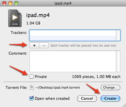 Поля настройки трекеров и комментария