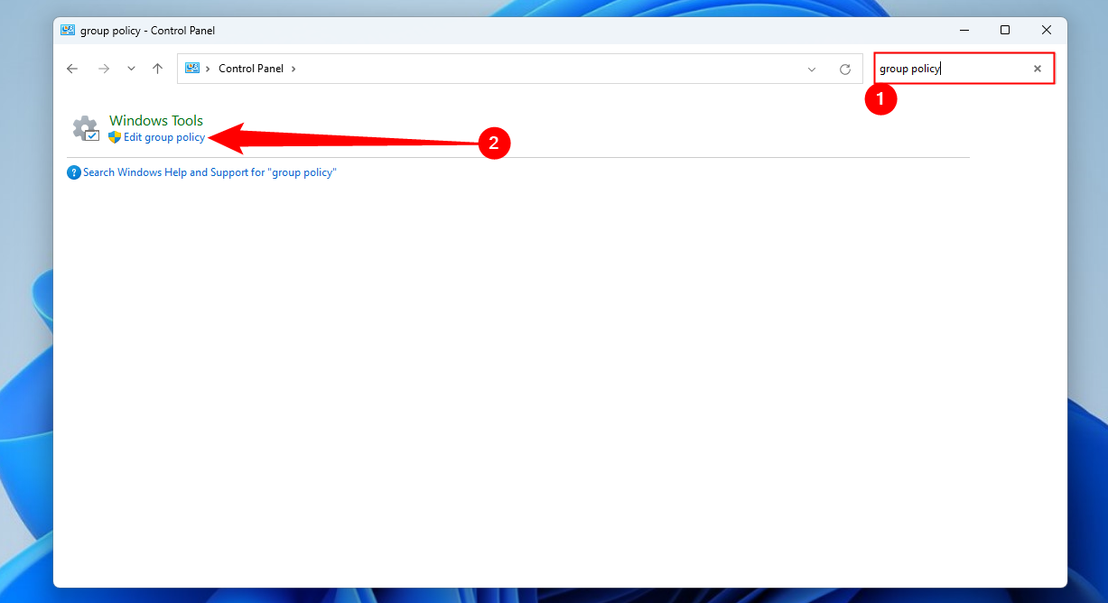 Панель управления с выделенным поиском по запросу 