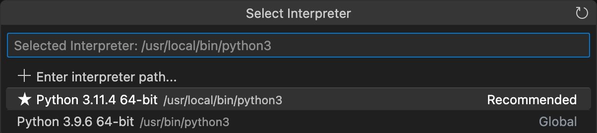 Setting the default Python interpreter in Visual Studio Code