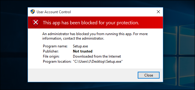 Обход ошибки «This app has been blocked» в Windows 10
