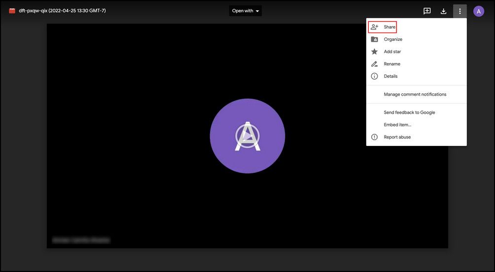 Share option in Google Meet