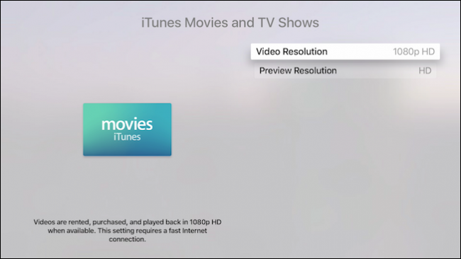 Параметры iTunes Movies и TV Shows на Apple TV