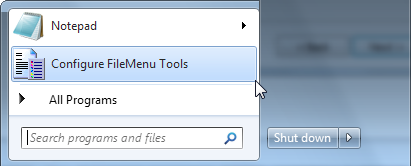 Запуск Configure FileMenu Tools из меню