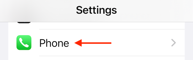 Тапните Телефон в Настройках