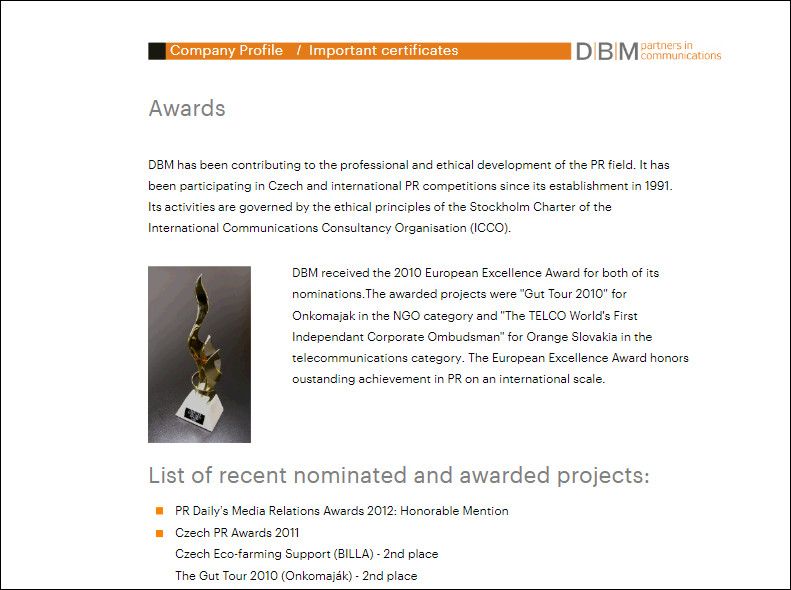 Основные достижения компании