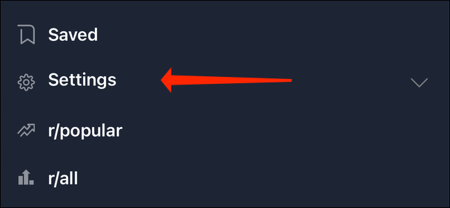 Нажмите 'Настройки' в меню мобильной версии Reddit