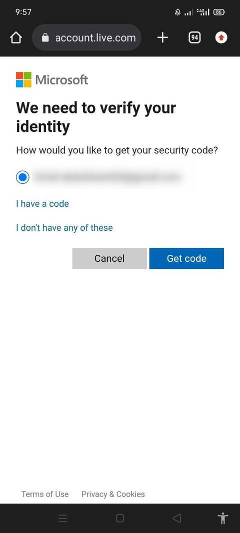 Подтверждение личности кодом