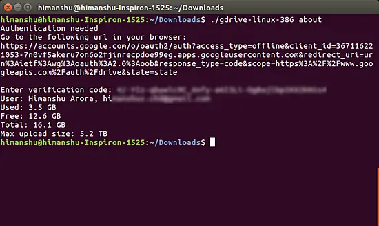 Gdrive подключён к аккаунту Google Drive