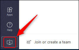 Кнопка «Загрузка приложения» в левой боковой панели Teams Online.
