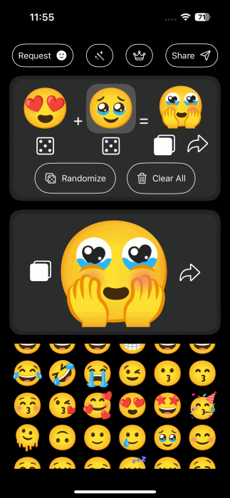 Создание пользовательского эмодзи в приложении Emoji Kitchen на iPhone