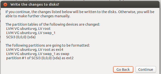 Скриншот диалога установщика Ubuntu с опцией Use LVM