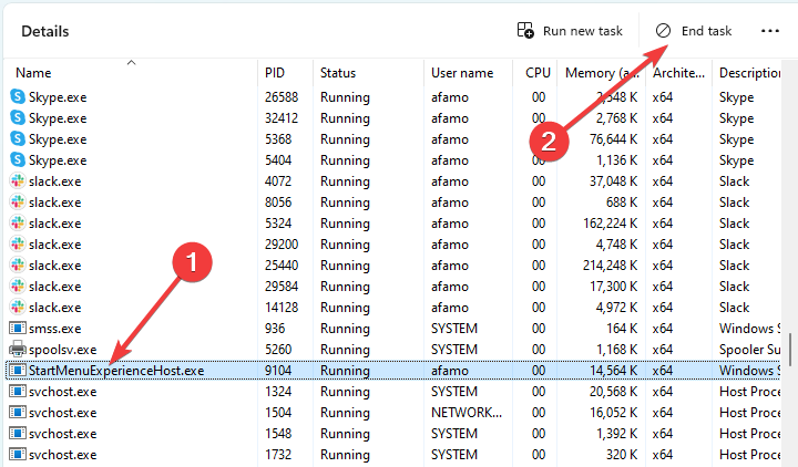 Завершение процесса StartMenuExperienceHost.exe
