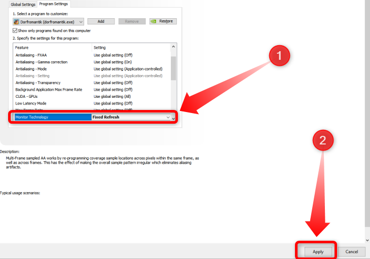 Иллюстрация выключения G-Sync в Панели управления NVIDIA