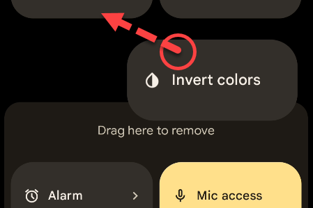 Перетащите плитку в область быстрых настроек, чтобы добавить её.