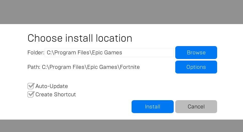 Кнопка «Установить» в Epic Games Launcher