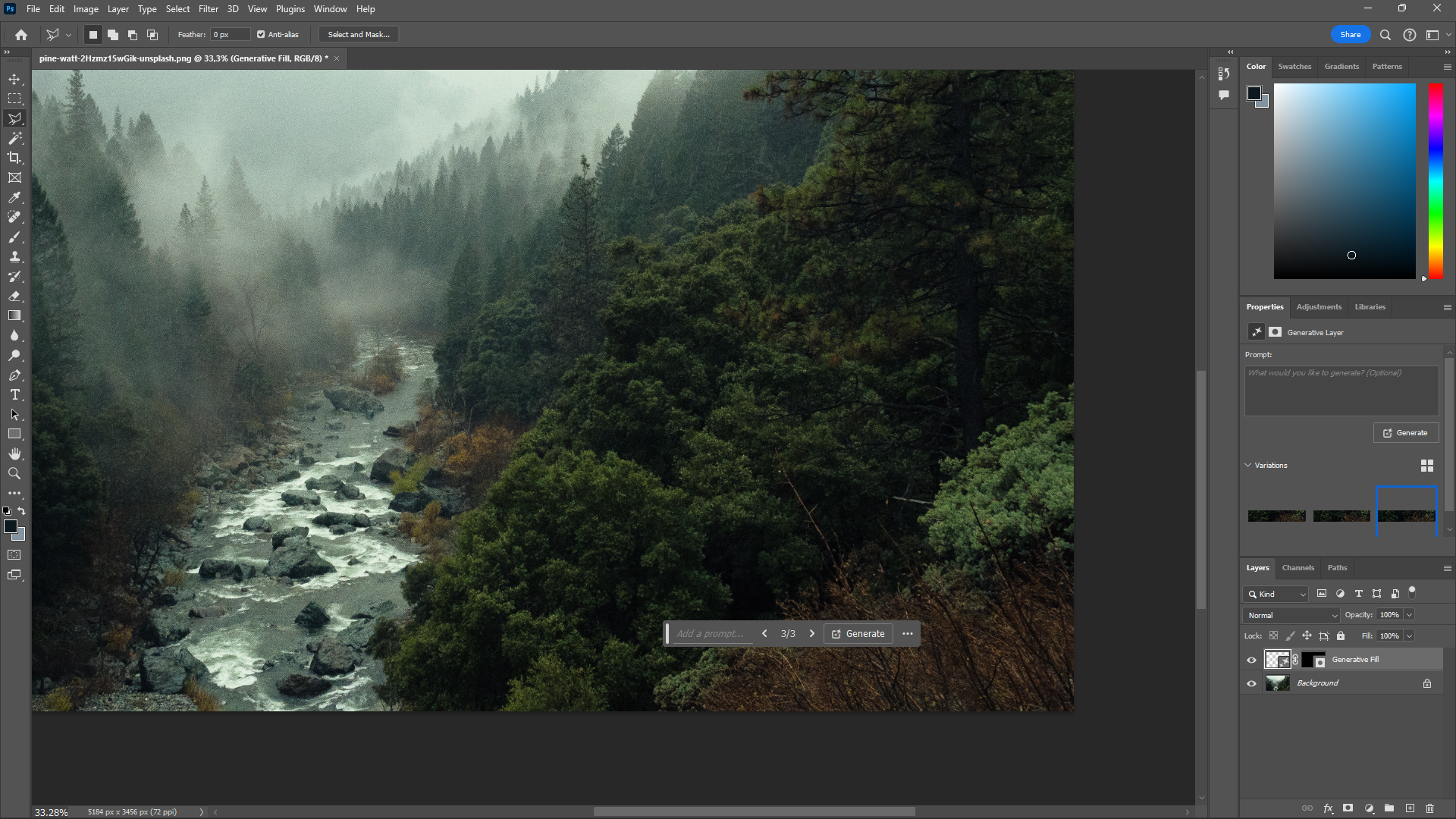 Использование Generative Fill в Photoshop